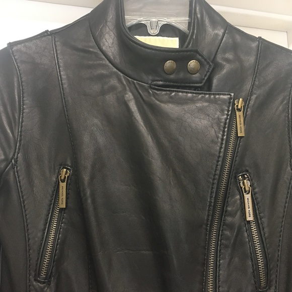 Michael Kors Black Genuine Leather Moto Jacket - Picture 3 of 11
